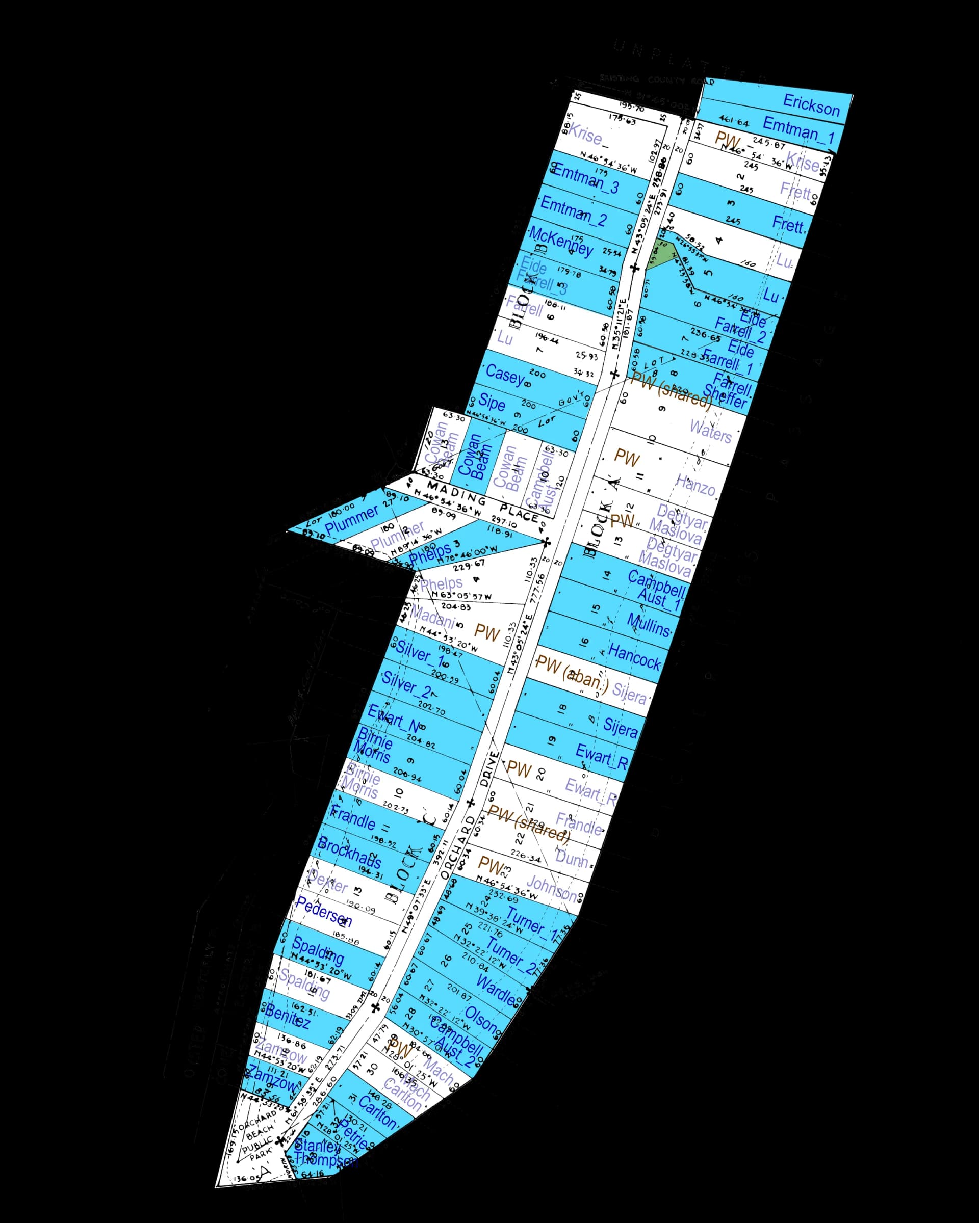 Schematic map of Orchard Beach